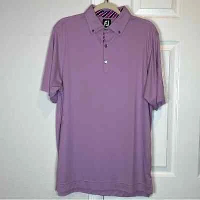 Camisa de golf FootJoy púrpura cuello abotonado rayas contraste - Red Hawk Ridge, CO Foto 1 de 4