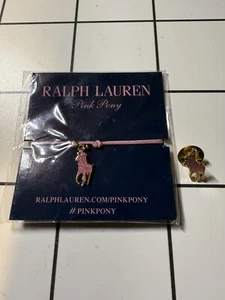 Bracciale Ralph Lauren regolabile rosa polo pony charm con SPILLA BAVERO UNICO - Foto 1 di 4