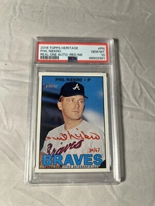 2016 Topps Heritage Phil Niekro Real One Autograph Red Ink /67 PSA 10 SEND OFFER - Picture 1 of 2