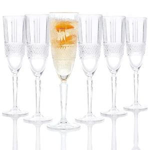 185ml Brillante Champagne Flutes Goblet Glass Crystal Drinkware Prosecco 6Pcs - Picture 1 of 2