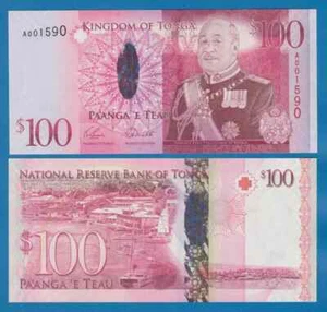TONGA: 100 Pa'anga Banknote 2008, P-43, Hybrid Polymer UNC Highest Denomination - Picture 1 of 1