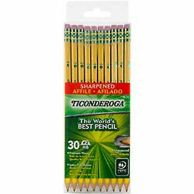 Dixon Ticonderoga 13830 Woodcased Pre Sharpened 2HB Pencil 30 Count - Yellow