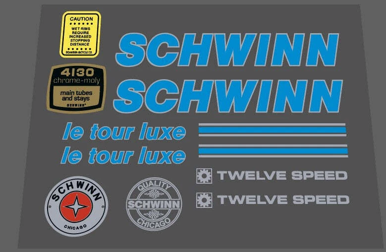 Schwinn 1983 Le Tour Luxe decal set - Image 1 of 1