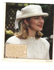 Sombrero clásico de dama con ala; (544-10) patrón crochet vintage - Imagen 1 de 2