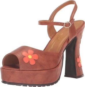 5.5" Heel Open Toe Shoe with Flower - Tan - Picture 1 of 11