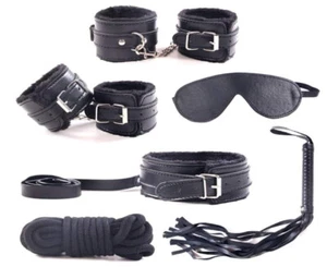 Adult Bondage Sex Toy SM Hand Cuffs Whip Rope Neck Collar Eye Mask Sexy Kit - Picture 1 of 7