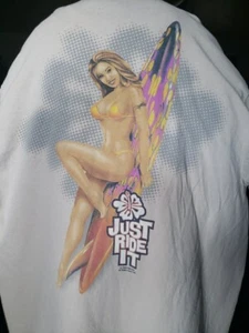 Vintage 90s "Just Ride It" Graphic 2-sided Beach Tshirt, Large, Unisex - Bild 1 von 3