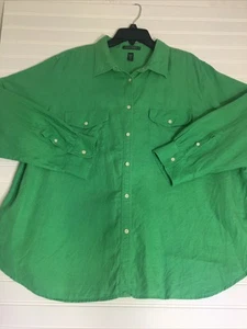 Camisa Lauren Ralph Lauren Mujer 3X Verde Kelly 100% Lino Abotonada Manga Larga - Imagen 1 de 9