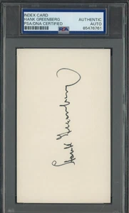 Hank Greenberg Signed Index Card PSA/DNA Authentic AUTO - Picture 1 of 2