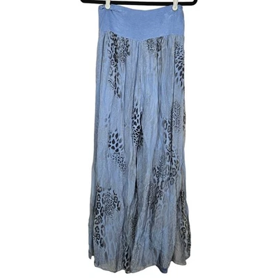Pantalón Gigi Moda S/M Azul Pierna Ancha Arte para Usar Lagenlook Fluido Palazzo Leopardo Foto 1 de 3