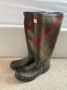 Hunter Original Check Mallalieus British Wool Gummistiefel Grün Gr. UK 7 - Bild 1 von 11