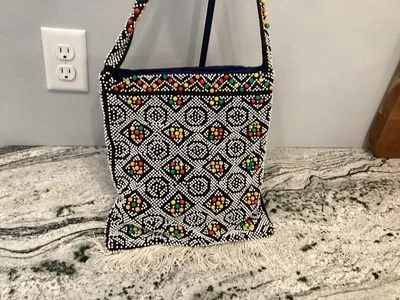 Bolso de Hombro Vintage Años 70 Candy Dot Flecos Cuentas de Plástico Brillante Boho Hong Kong Foto 1 de 4