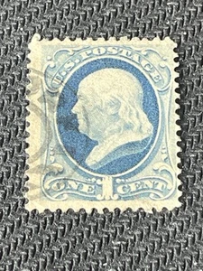 Antique Stamp US SCOTT #182 Benjamin Franklin Used Town Cancel - Picture 1 of 2