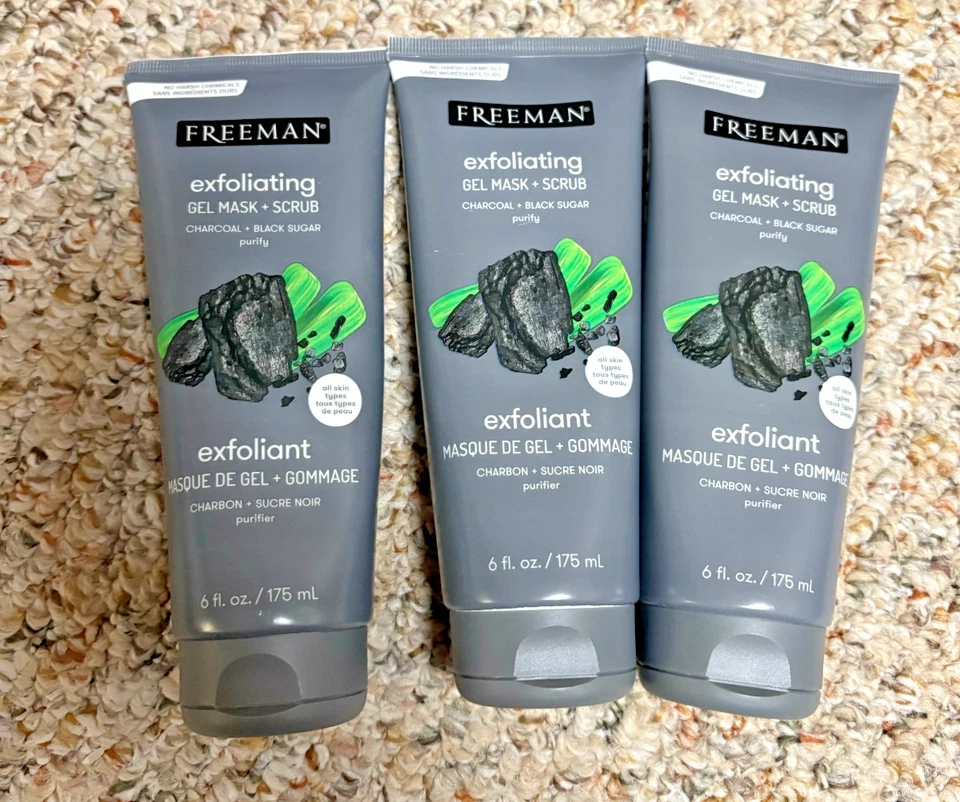 3 pack - Freeman Polishing Charcoal Gel Facial Mask and Scrub 6oz - Image 1 of 1