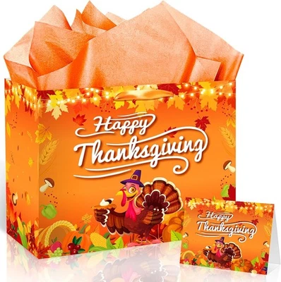 Woosytoo Bolsa de Regalo de Acción de Gracias Bolsa de Papel de Otoño Hojas de Otoño Fiesta Bolsas de Golosinas Otoño Foto 1 de 4