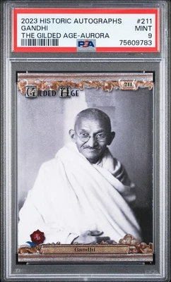 2023 HISTORIC AUTOGRAPHS THE GILDEDAGE #211 GANDHI (POP 1,none higher) PSA 9 /25 - Image 1 of 2