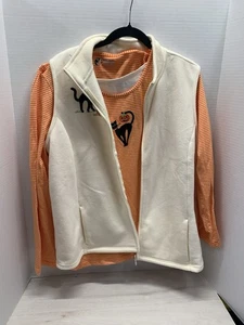 Holiday Editions Fleece Halloween Vest /Stripped Orange Long Sleeve Matching Top - Picture 1 of 8