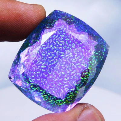 119.30 Ct Natural Rainbow Fire Opal Doublet Cushion Cut Certified Loose Gemstone - Image 1 of 4