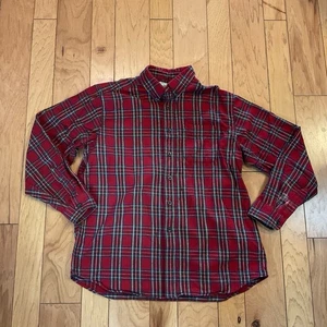 LL Bean Flannel Shirt Red Plaid - Men's Size Large 228061 - Long Sleeves READ - Picture 1 of 11