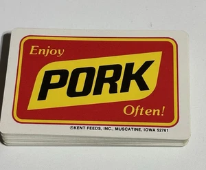 Nuove carte da gioco vintage KENT FEEDS MAIALE anni 70 80 ricette MUSCATINE IOWA USA - Foto 1 di 2