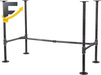 Industrial Pipe Desk Leg Set Modern Home Office Table Writing or Computer Base - Image 1 of 4