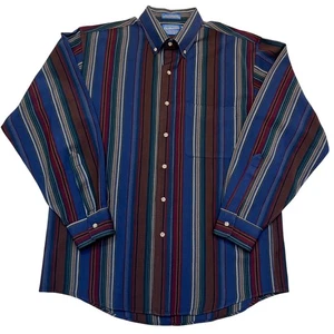 Vintage Y2K Sir Pendleton Virgin Wool Retro Button Down Striped Shirt Size L - Picture 1 of 9