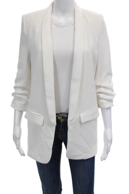 Blazer para mujer Zara mangas 3/4 acanaladas forrado frente abierto crema talla XS Foto 1 de 4