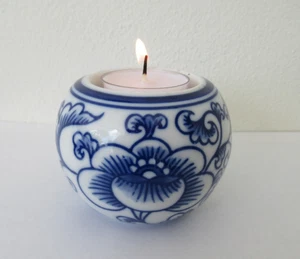 Bombay Blue and White Round Votive Tea Light Candle Holder - Picture 1 of 7