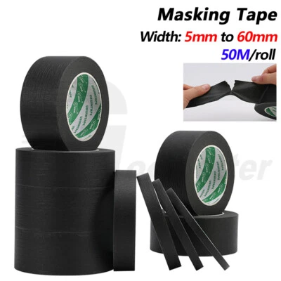 Cinta adhesiva general negra 5-60 mm x 50 m pintor artesanal fácil rasgar decoración de automóviles Foto 1 de 4