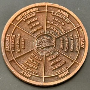 1994 Baltimore Orioles Baltimore Sun Home Schedule MLB Calendar Token Baseball - Picture 1 of 2