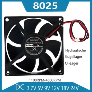 8025 DC 2-Pin 80x80x25mm Brushless Lüfter Lüfterkühler Kühler Lüfter PC Computer - Afbeelding 1 van 6