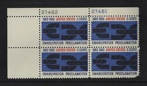 #1233 - 5¢ Emancipation Proclamation 1963 Issue - MNH Plate# Block of 4 - Picture 1 of 1
