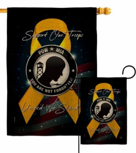 Support POW MIA Burlap Garden Flag Armed Forces Small Gift Yard House Banner - Picture 1 of 19