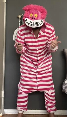 Mono de terciopelo con capucha Cheshire Cat con bolsillos laterales, cremallera trasera y cola talla XL Foto 1 de 4