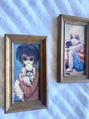 Juego de 2 Impresión Artística Margaret Keane Vintage Miniatura Profesional Enmarcada BIG EYES Foto 1 de 4