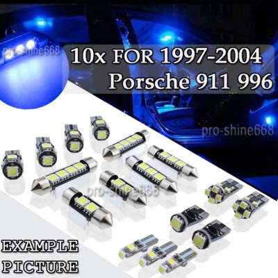 Paquete interior de 10 luces LED azules Canbus para Porsche 911 996 1997-2004 PQ Foto 1 de 4