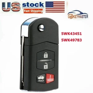 Remote Key Fob for Mazda 6 2009 2010 5WK43451 5WK49783 315Mhz 4D63 Chip 4Bt - Foto 1 di 2