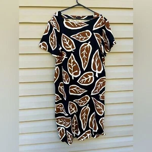 Who What Wear XL linen leaf print midi pocket dress boho Lagenlook vacation - Imagen 1 de 6