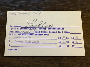 Larry Regan Toronto Maple Leafs Bruins signed autographed Hockey 3x5 index card - Picture 1 of 1