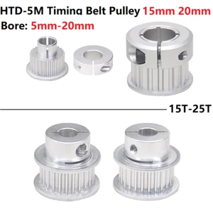 Bore 5 to 20mm CNC Pulley, Clamping Type, For 15mm 20mm Wide HTD 5M Timing Belt - Picture 1 of 8