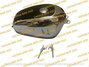 Velocette Venom Chrome & Black Fuel Tank With Badge Mount +Free Cap+Tap/FIT FOR - Picture 1 of 7