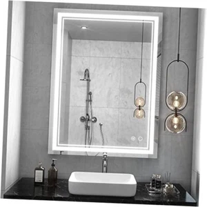 32 x 24 Inch LED Bathroom Mirror with Lights, LED Vanity Mirror Wall 32x24 - Picture 1 of 7