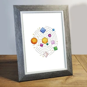 Art Print, D&D Dice Solar Art Print, Game Room Wall Poster, Desk Picture, Gift - Picture 1 of 3