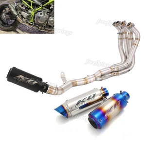 Full System Exhaust Header Pipe Black Muffler Baffle For Kawasaki Z900 2017-2024 - Picture 1 of 11