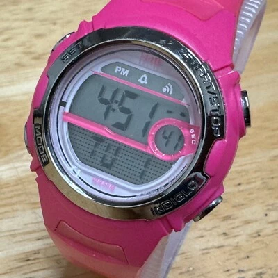 Timex 1440 Digital Quartz Watch Women 50m Silver Pink Alarm Chrono New Battery - Image 1 of 4