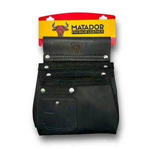 Matador 3 Pocket Premium Leather Carpenters Nail Bag to suit Buckaroo tool belt - Picture 1 of 4