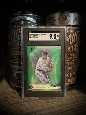 George Herman Babe Ruth BOOKEND 1/259 SGC 9.5 POP 1 Emerald 2018 Triple Threads - Image 1 of 4