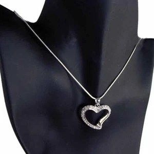 PAVE' BRILLANT CZ OPEN-HEART ANHÄNGER_HALSKETTE_mit KETTE__925 STERLINGSILBER - Bild 1 von 8
