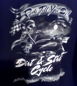 Ride Till You Die! Dirt & Street Cycle Black Shirt Skeleton Skull Men's XL - Picture 1 of 4