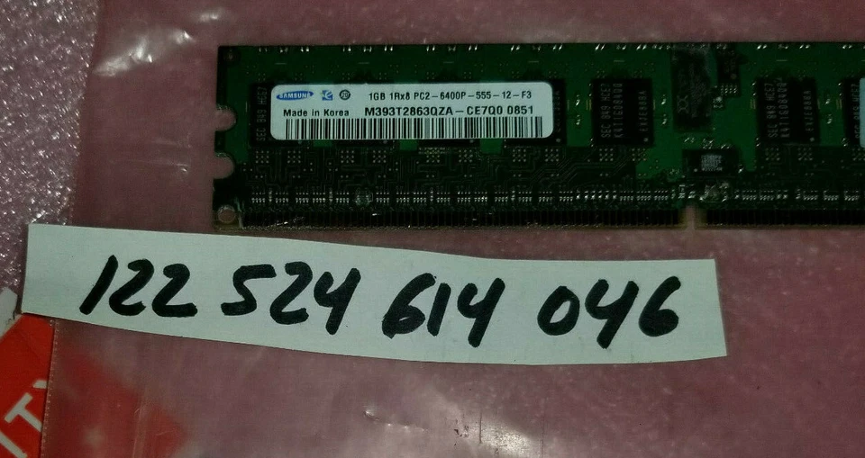 1GB 1RX8  PC2-6400P DDR2-800 128X8  9CHIPS 240PIN DIMM ECC REG RDIMM  DUAL RANK  - Image 1 of 1